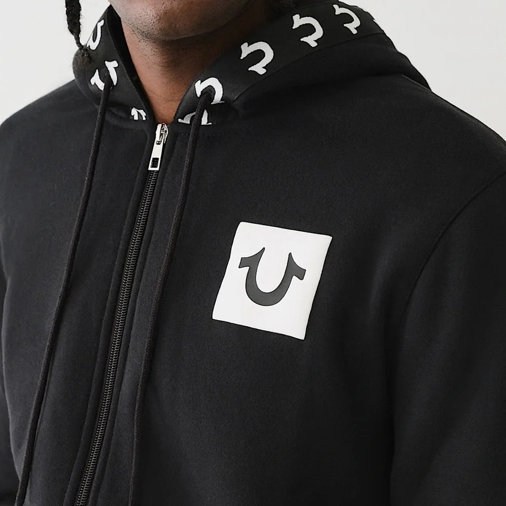 True Religion LOGO TAPE TRIM ZIP HOODIE XL